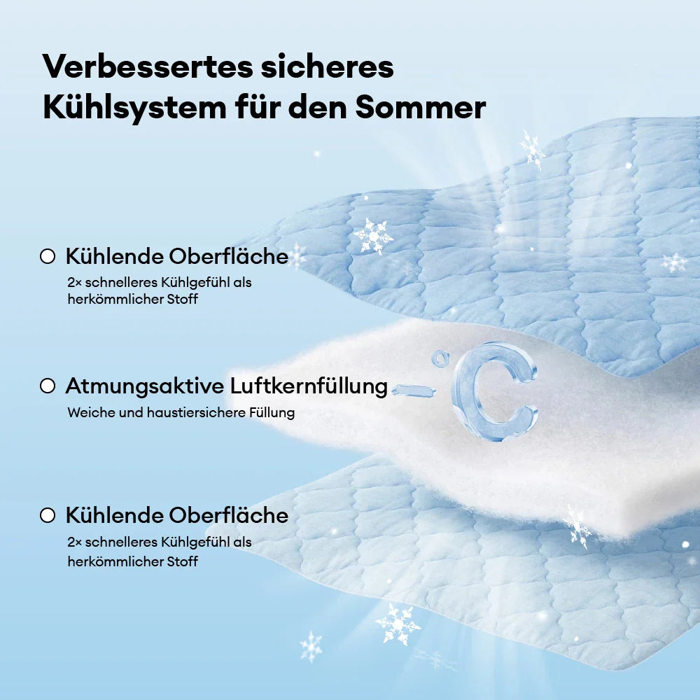 Waschbare, kühlende Hundedecke. Ideal für Hygiene und Tierwohl an warmen Sommertagen.
