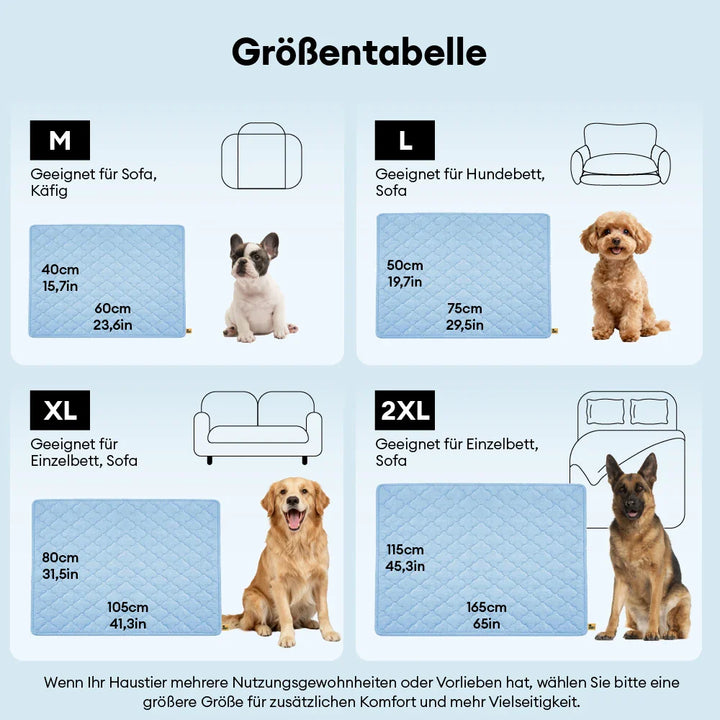 Große, kühlende Hundedecke. Perfekt für mittelgroße bis große Hunde an heißen Tagen.