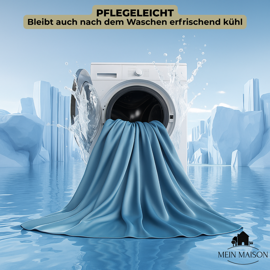 Kühlendes 4-teiliges Set: Sommerdecke aus Eisenseide, atmungsaktiv & schweißfrei.