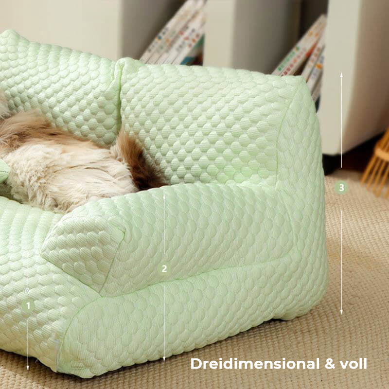 Großes, atmungsaktives Eisseide-Hundesofa. Ideal für große Hunderassen und maximale Entspannung.