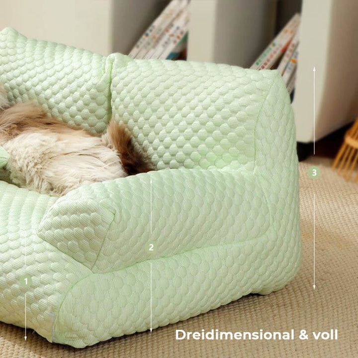 Großes, atmungsaktives Eisseide-Hundesofa. Ideal für große Hunderassen und maximale Entspannung.