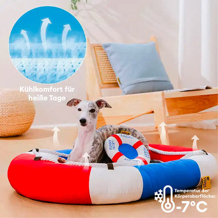 Bootsförmiges Kühlbett für Tiere, wasserdicht & leicht zu reinigen, perfektes Sommer-Hundebett.