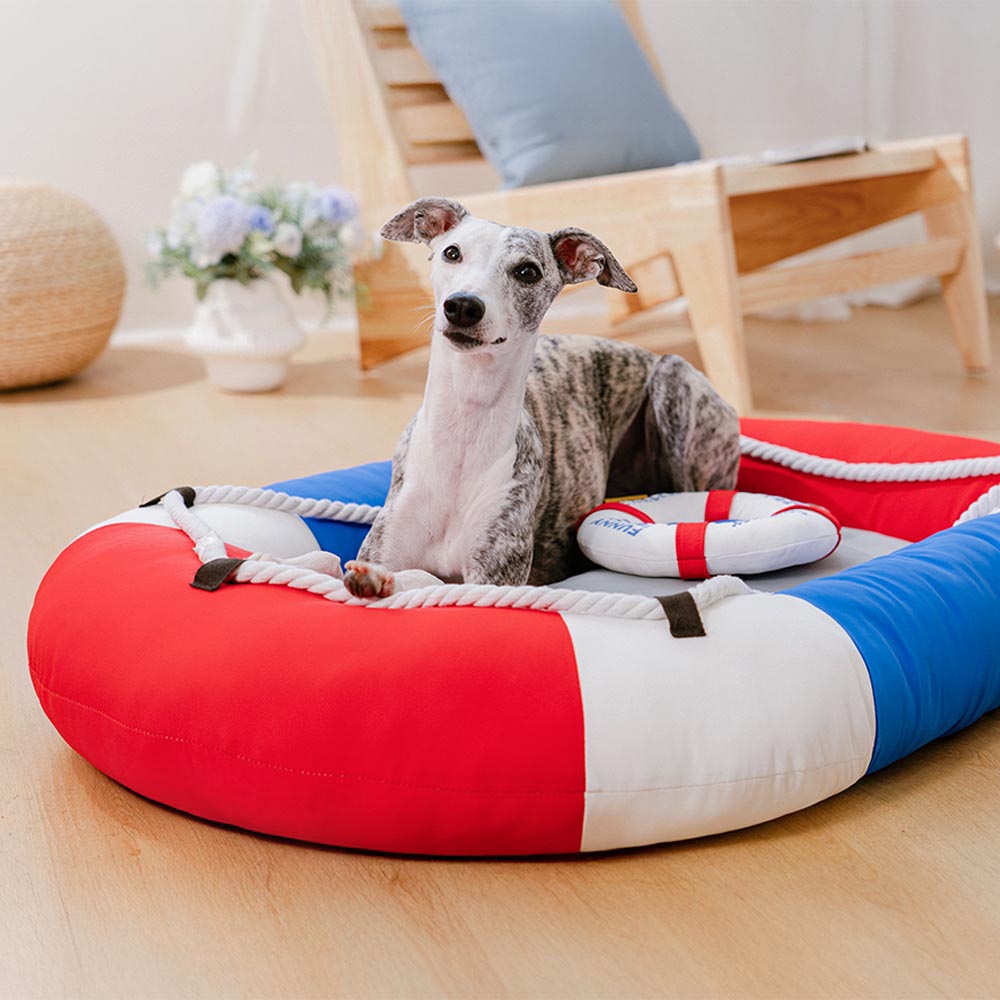 Perfektes Outdoor-Hundebett. Kühlend, wasserdicht & in trendiger Bootsform für den Sommer.
