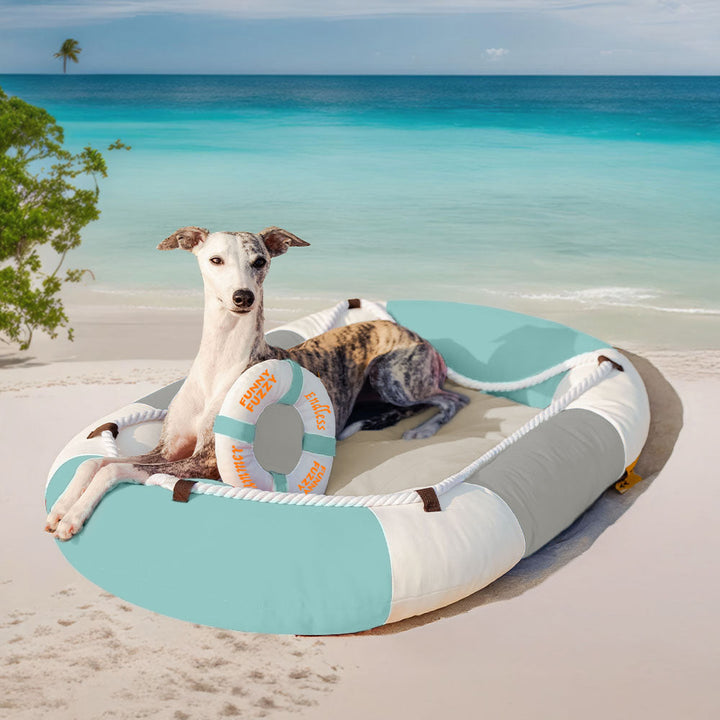 Robustes & wasserdichtes Hundebett in Bootsform. Kühlend für heiße Sommertage.