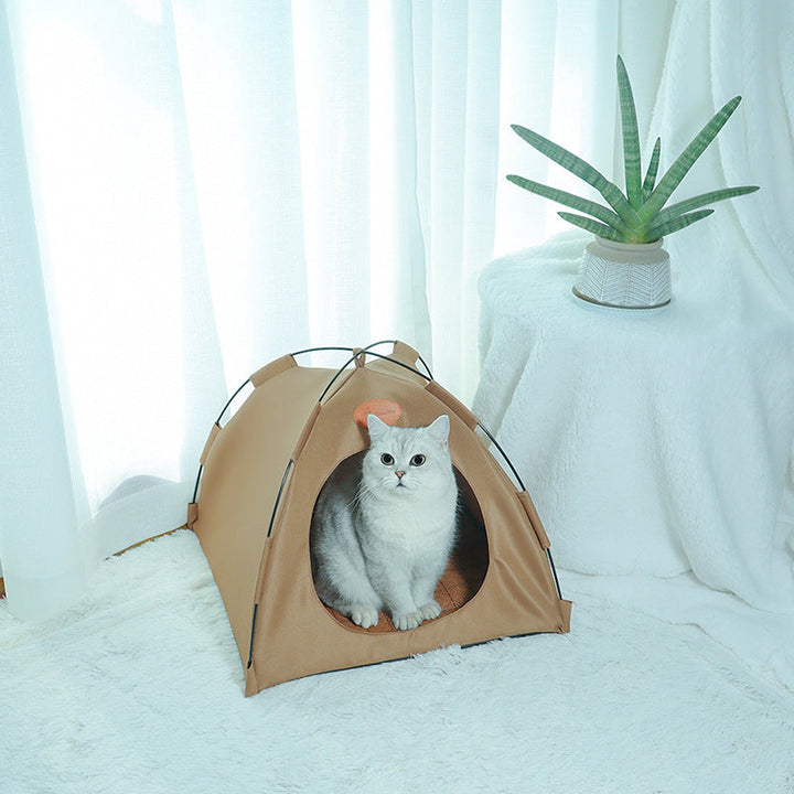 Kühles Katzenhaus & Katzenhöhle mit atmungsaktivem Stoff, idealer Ruheplatz für den Sommer.