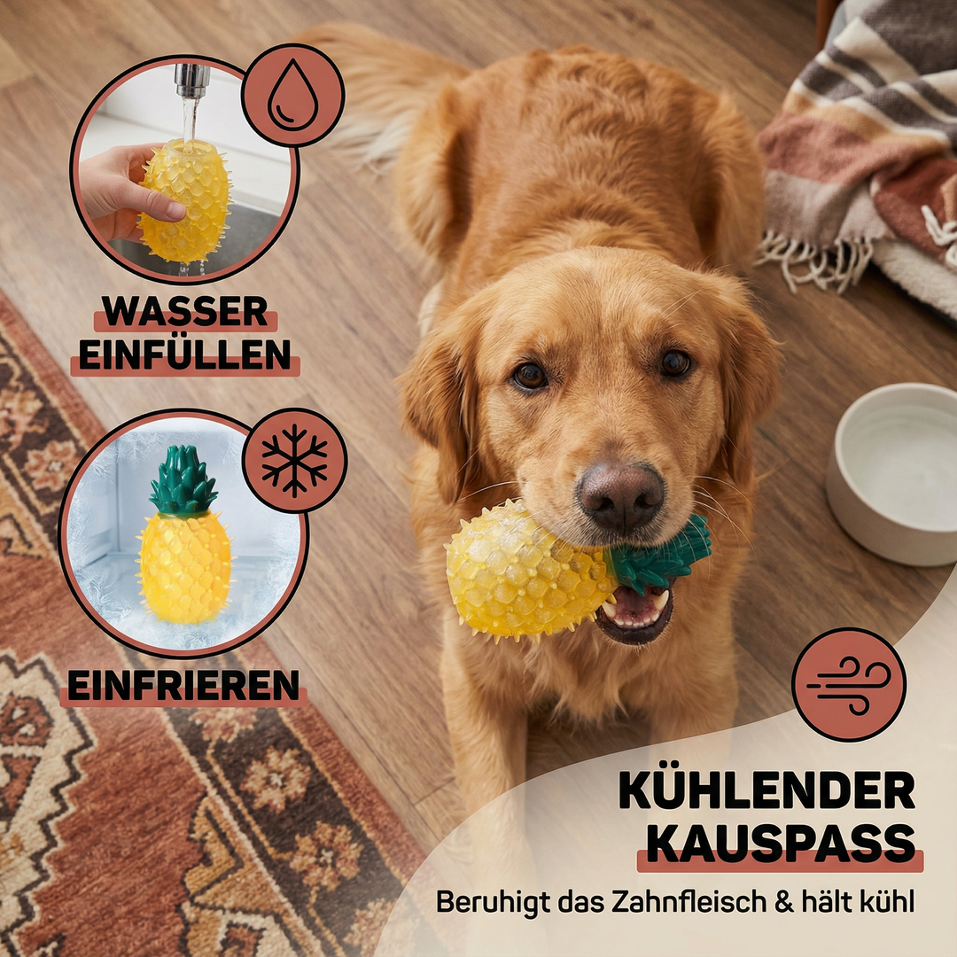 Erfrischendes Wassermelonen-Kauspielzeug für Hunde. Kühlt an heißen Sommertagen und fördert Zahnpflege.