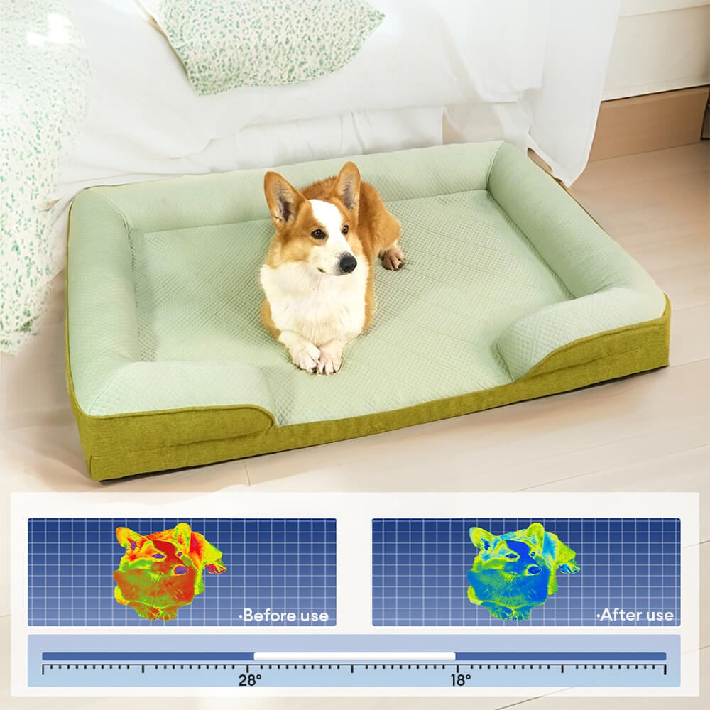 Komfortables XL-Hundesofa, orthopädisch und kühlend. Perfekt für große, alte Hunde.