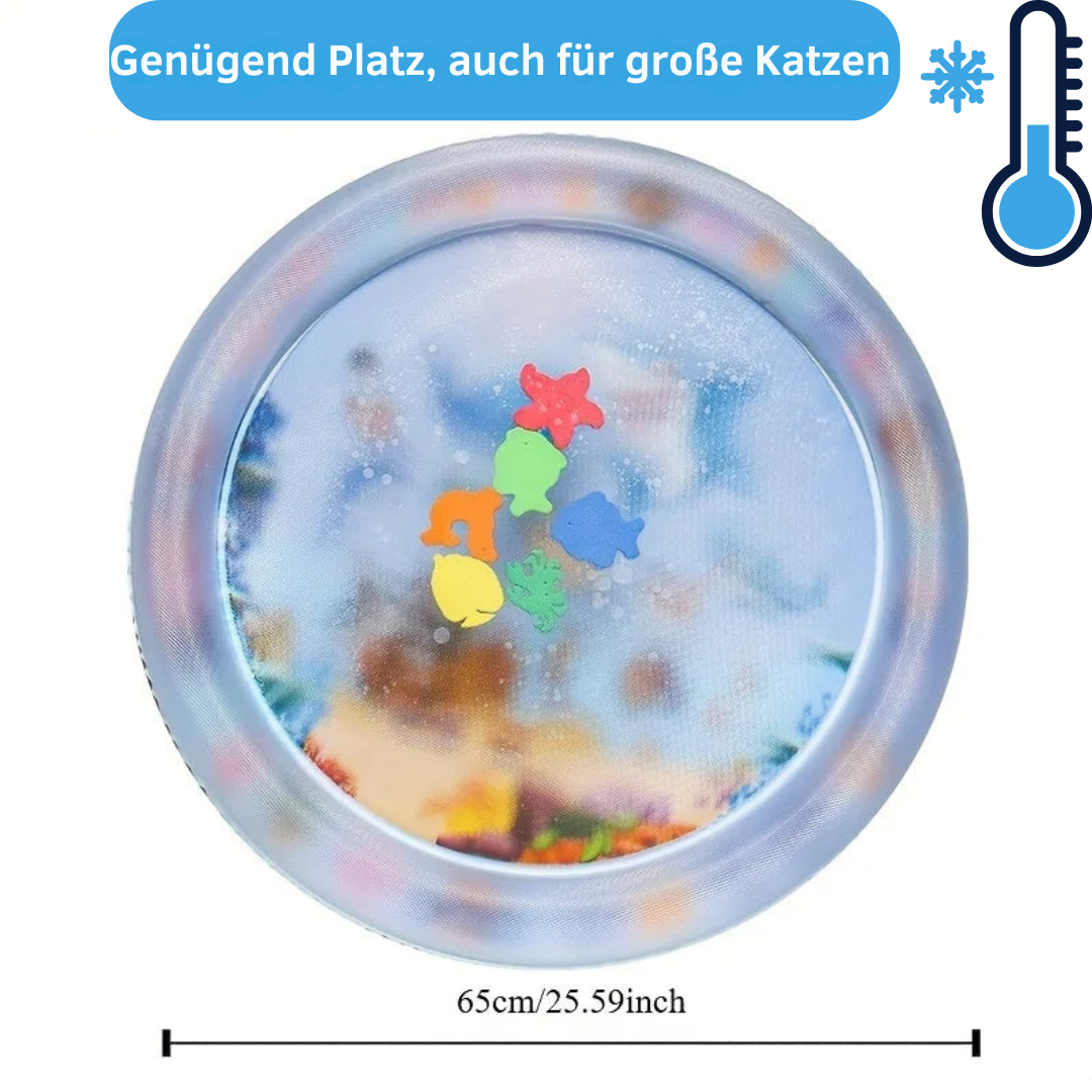 Komfortables Wasserbett für Katzen, das sanfte Unterstützung und angenehme Kühlung bietet.