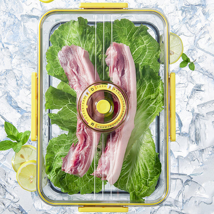 Platzsparender Kühlschrank-Organizer, stapelbar & transparent für perfekte Küchenordnung.
