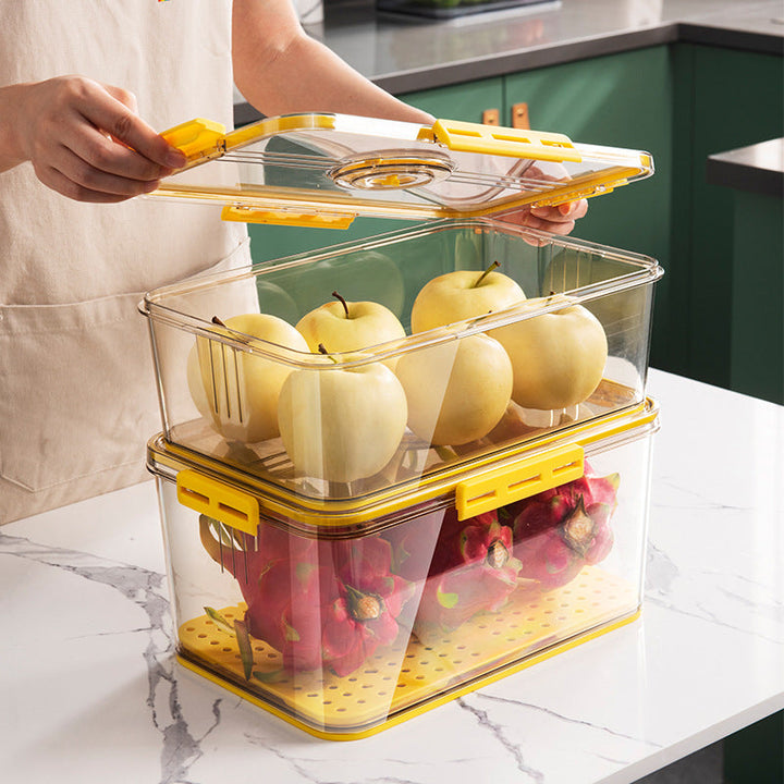 Stapelbare Aufbewahrungsboxen für Kühlschrank, schaffen Ordnung & Frische für Ihre Lebensmittel.