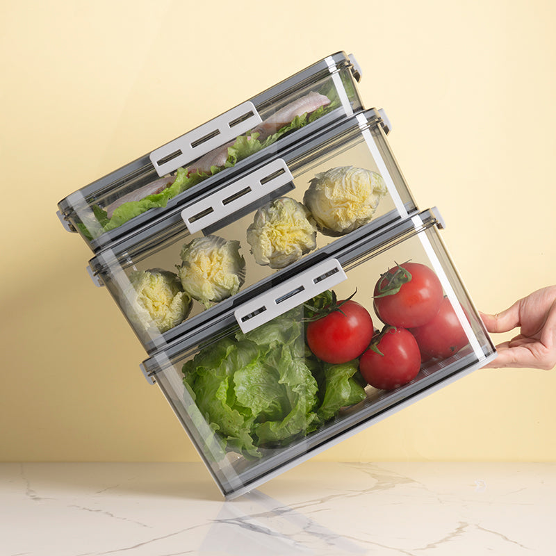 Set transparenter Frischhalteboxen, ideal für Kühlschrank, Gefrierfach & Speisekammer.