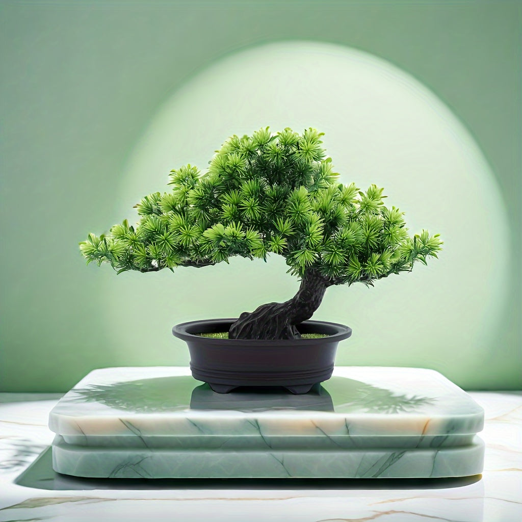 Dekorativer künstlicher Bonsai, kein Gießen nötig, perfekte grüne Raumdeko für moderne Zuhause.