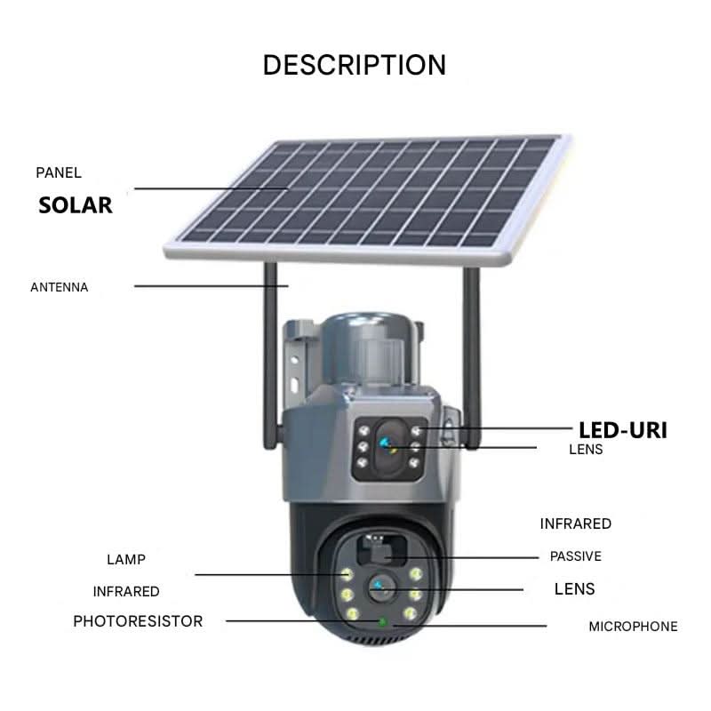 Smart Home Überwachungskamera, 4K & solarbetrieben, 360° Ansicht für vollständige Sicherheit. Mit Bewegungserkennung.