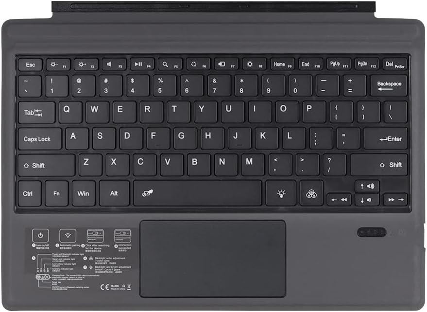 Kabellose Bluetooth-Tastatur mit Touchpad & Hintergrundbeleuchtung für Surface Pro.