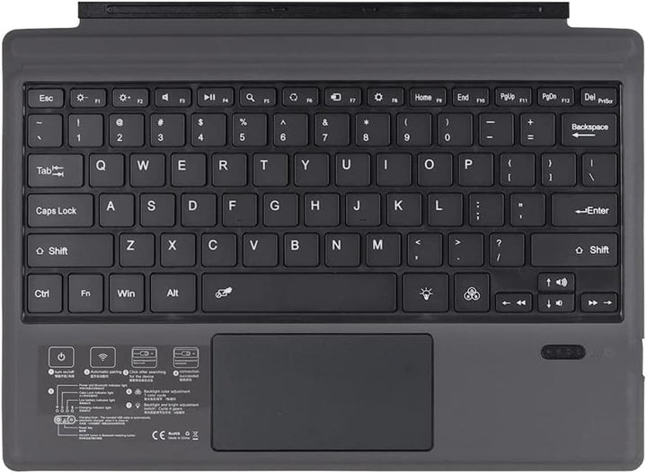 Kabellose Bluetooth-Tastatur mit Touchpad & Hintergrundbeleuchtung für Surface Pro.