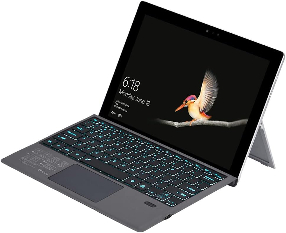Kabellose Surface Pro Tastatur mit präzisem Touchpad und verstellbarer Hintergrundbeleuchtung.