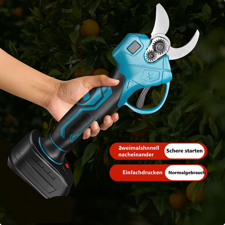 Kabellose Elektro-Astschere für effizienten Baumschnitt. Akku-Gartenschere mit ergonomischem Design.