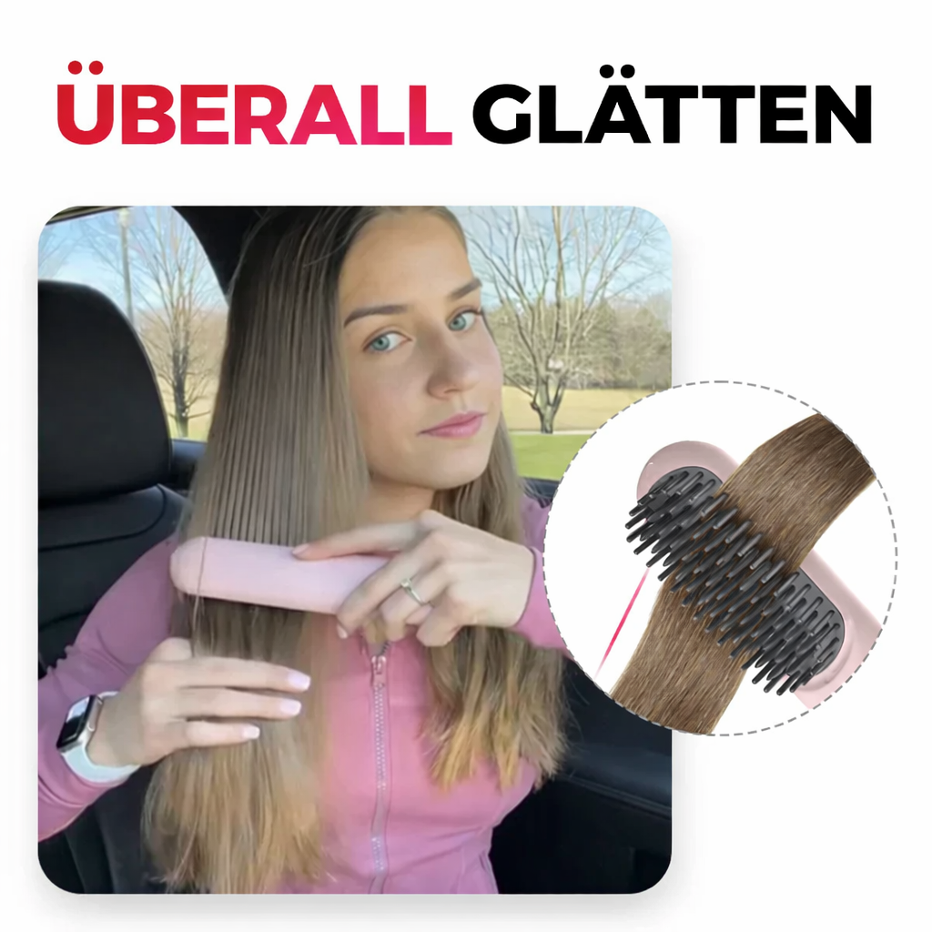 Kabellose Glättbürste Unisex für glänzendes Haar. Schnelles Haarstyling Gerät mit Akku für perfektes Beauty-Finish.