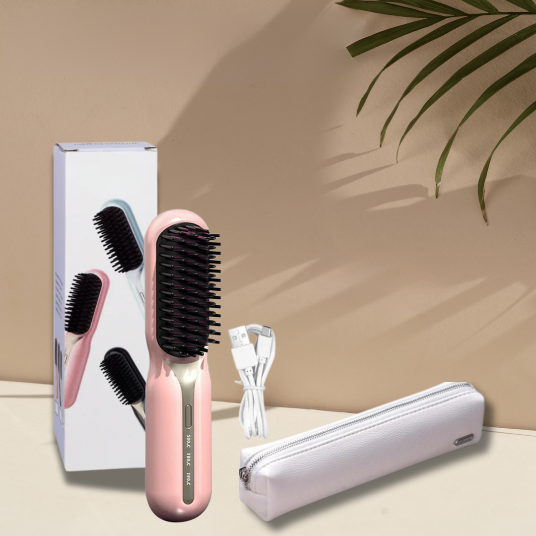 Unisex kabellose Glättbürste für schnelles Haarstyling, ideal für Zuhause. Glänzendes, gepflegtes Haar im Bad.