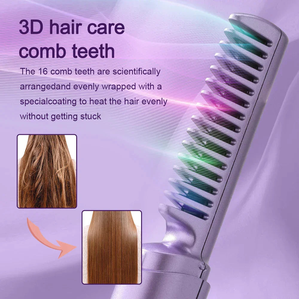 Effektive Haarglättbürste mit Heizfunktion für schnell glattes, seidig glänzendes Haar. Elektrisches Styling-Tool.