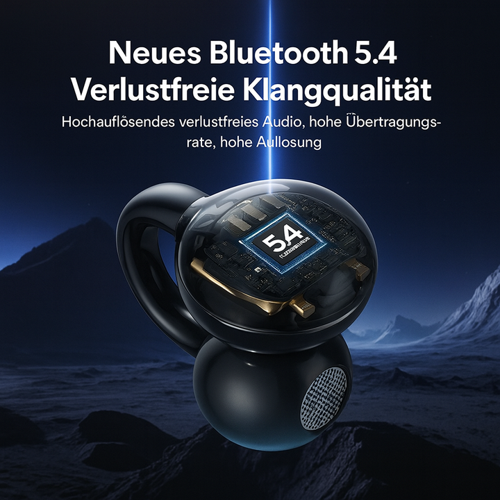 Wasserdichte KlangBuddz Bluetooth Sport-Kopfhörer, lange Akkulaufzeit, ideal für aktiven Lifestyle.