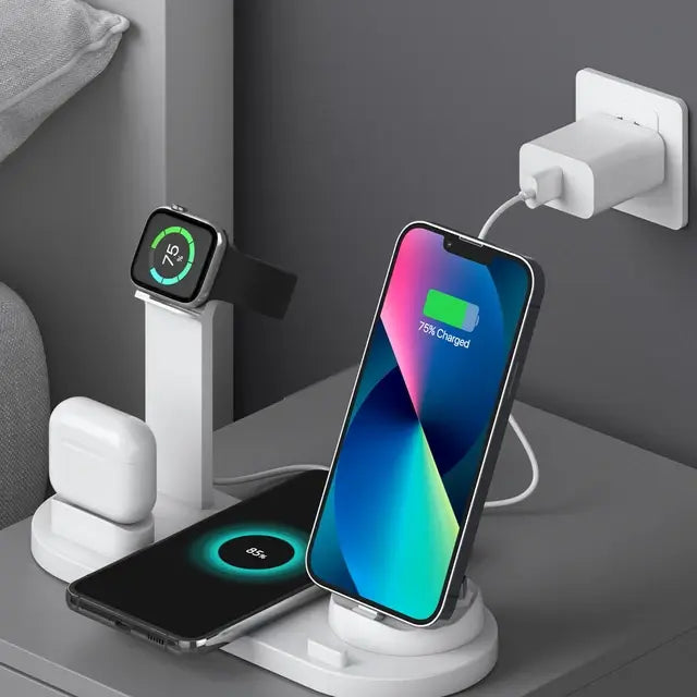 Drahtloses iPhone Ladegerät mit Schnellladefunktion. Kompakte Ladestation für Ihr Apple Smartphone.