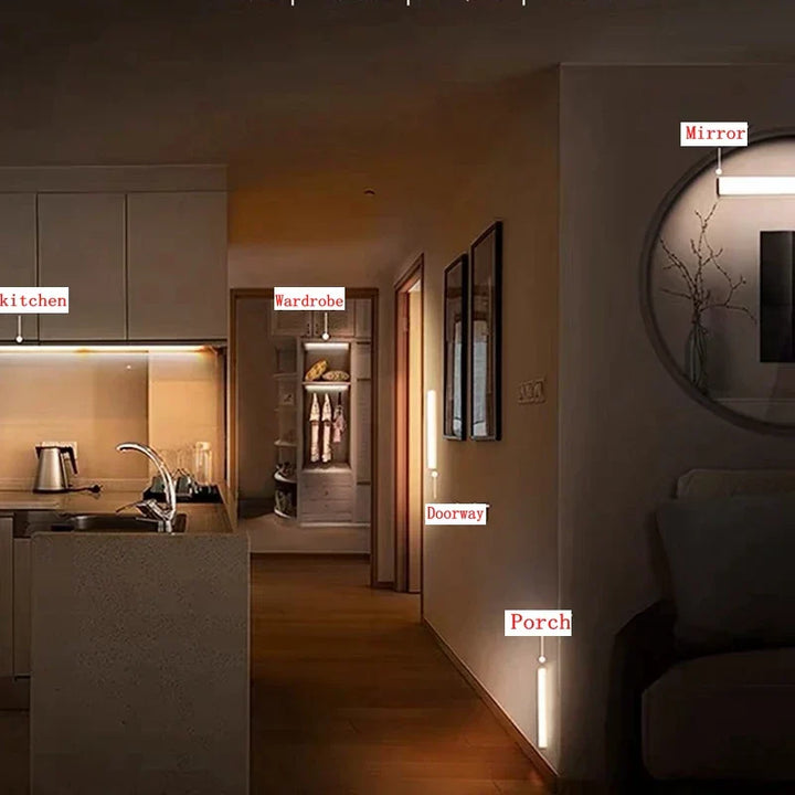Wiederaufladbare LED Bewegungsmelderleuchte, kabellos, smartes Nachtlicht für Schränke und Flure.