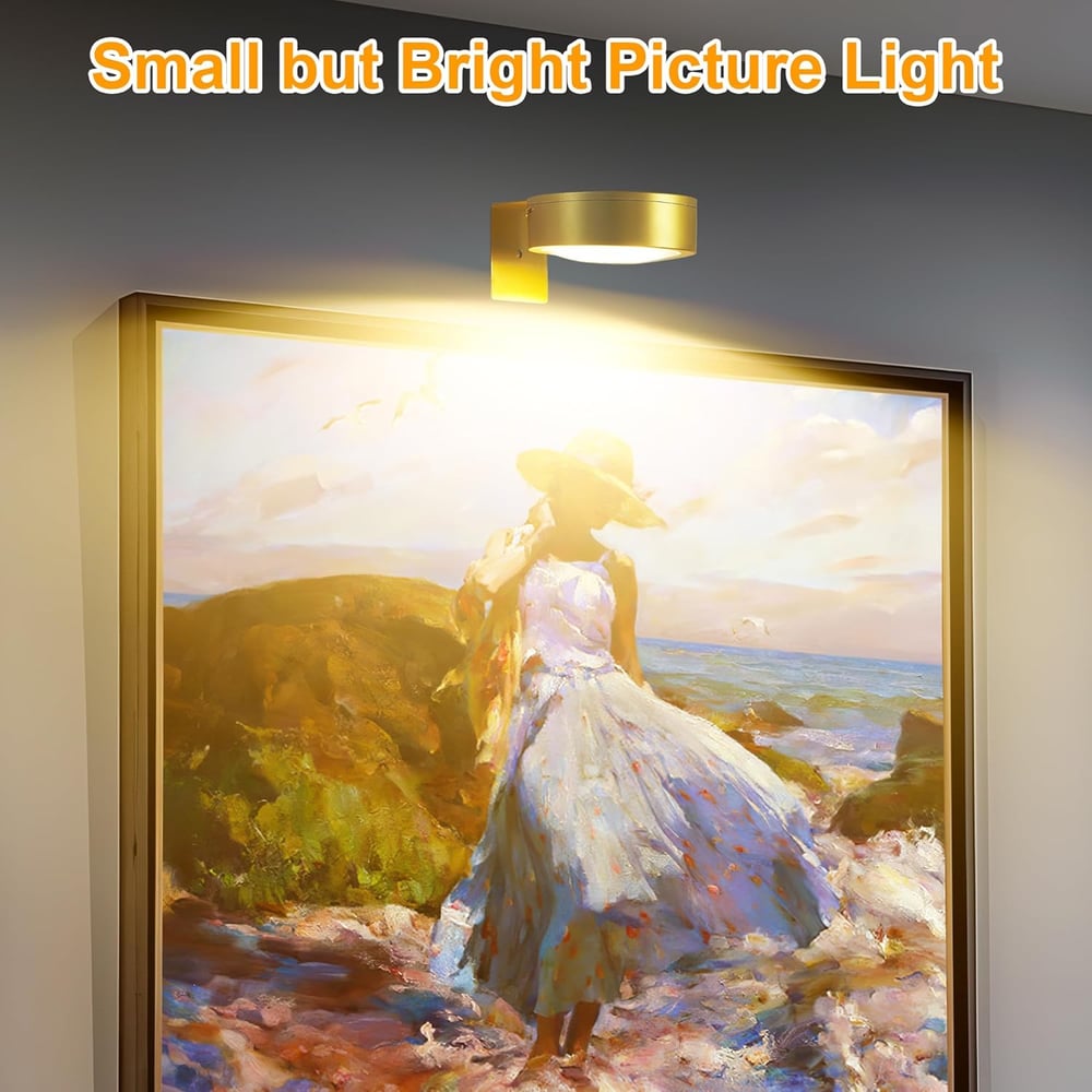 Stilvolle LED Beleuchtung für Kunst: kabellose, dimmbare Bilderleuchte mit Magnet und USB-Ladefunktion.
