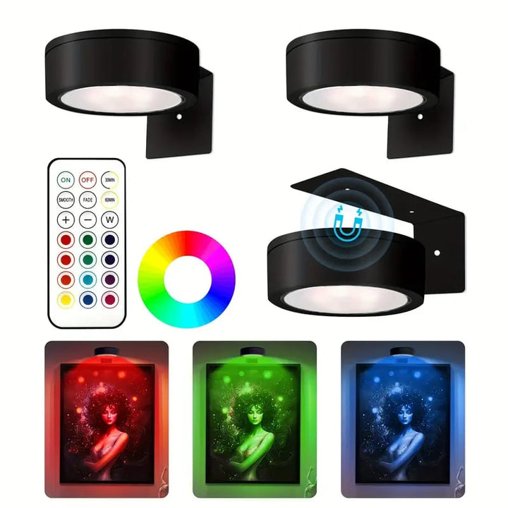 Magnetische LED Bilderleuchte, kabellos, USB ladbar, dimmbar, ideal zur Beleuchtung von Kunst & Gemälden.