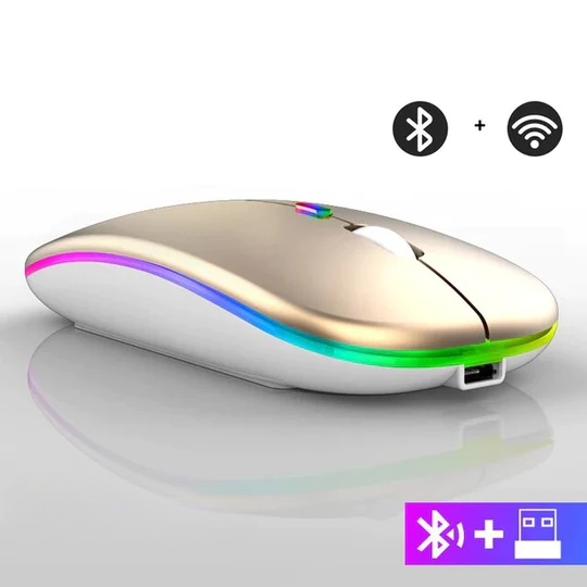 Dynamische Gaming Maus, kabellos, LED beleuchtet, wiederaufladbar, Bluetooth, reaktionsschnell für E-Sport.
