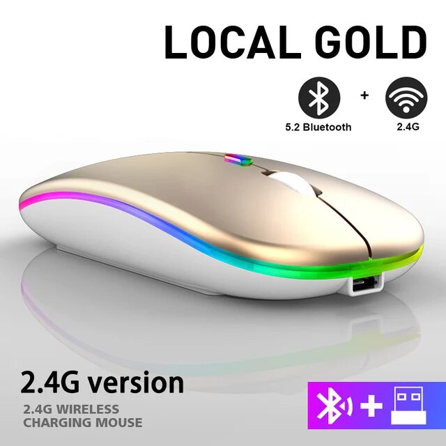 Kabellose LED Bluetooth Maus, wiederaufladbar, für PC & Laptop, modern & funktional.