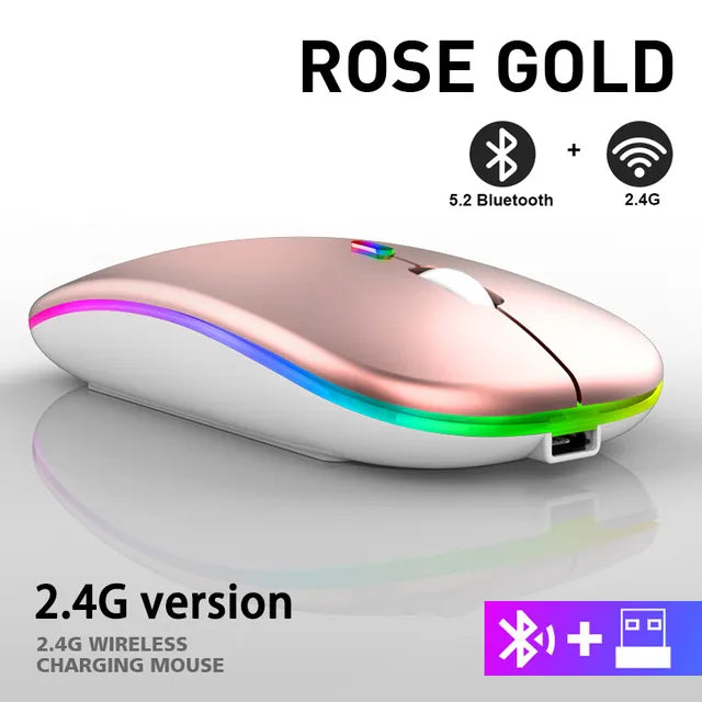Komfortable kabellose Maus mit LED, Bluetooth, wiederaufladbar, ergonomisches Design für lange Nutzung.
