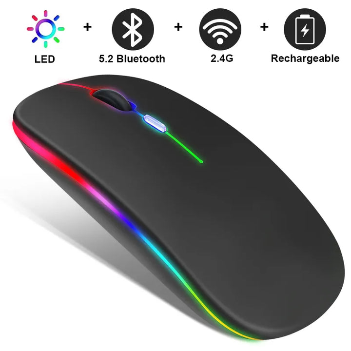 Bluetooth PC Maus kabellos, wiederaufladbar, mit LED-Beleuchtung, schnelle & stabile Verbindung.