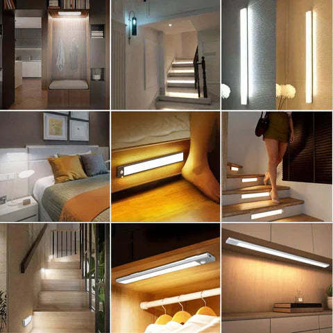 Moderne kabellose LED Innenleuchte mit Bewegungssensor, drei Lichtfarben, ideal als Wand- oder Treppenlicht.