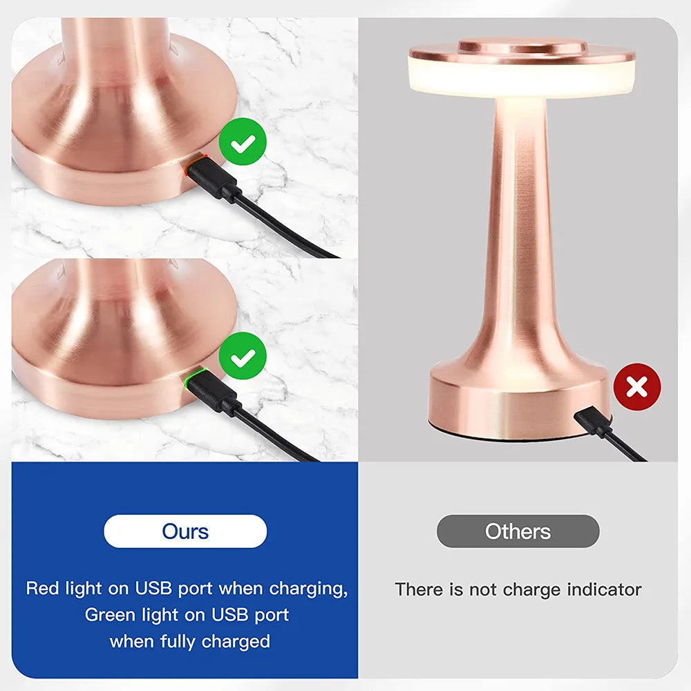 Moderne wiederaufladbare LED Tischlampe für Schlafzimmer-Dekoration. Dimmbar, kabellos, flexibel.