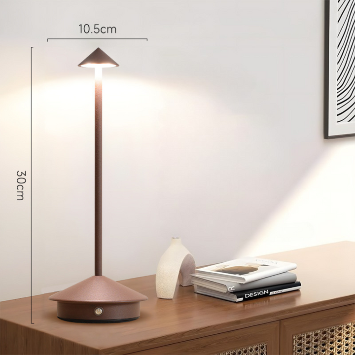 Tragbare kabellose LED Tischlampe, modernes Design, Akku, als elegante Dekolampe einsetzbar.