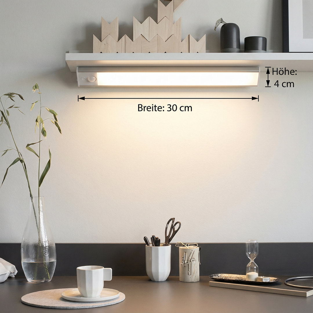 Vielseitige dimmbare LED Leuchte mit Bewegungssensor, kabellos, magnetisch, für Schrank, Küche und Treppenhaus.