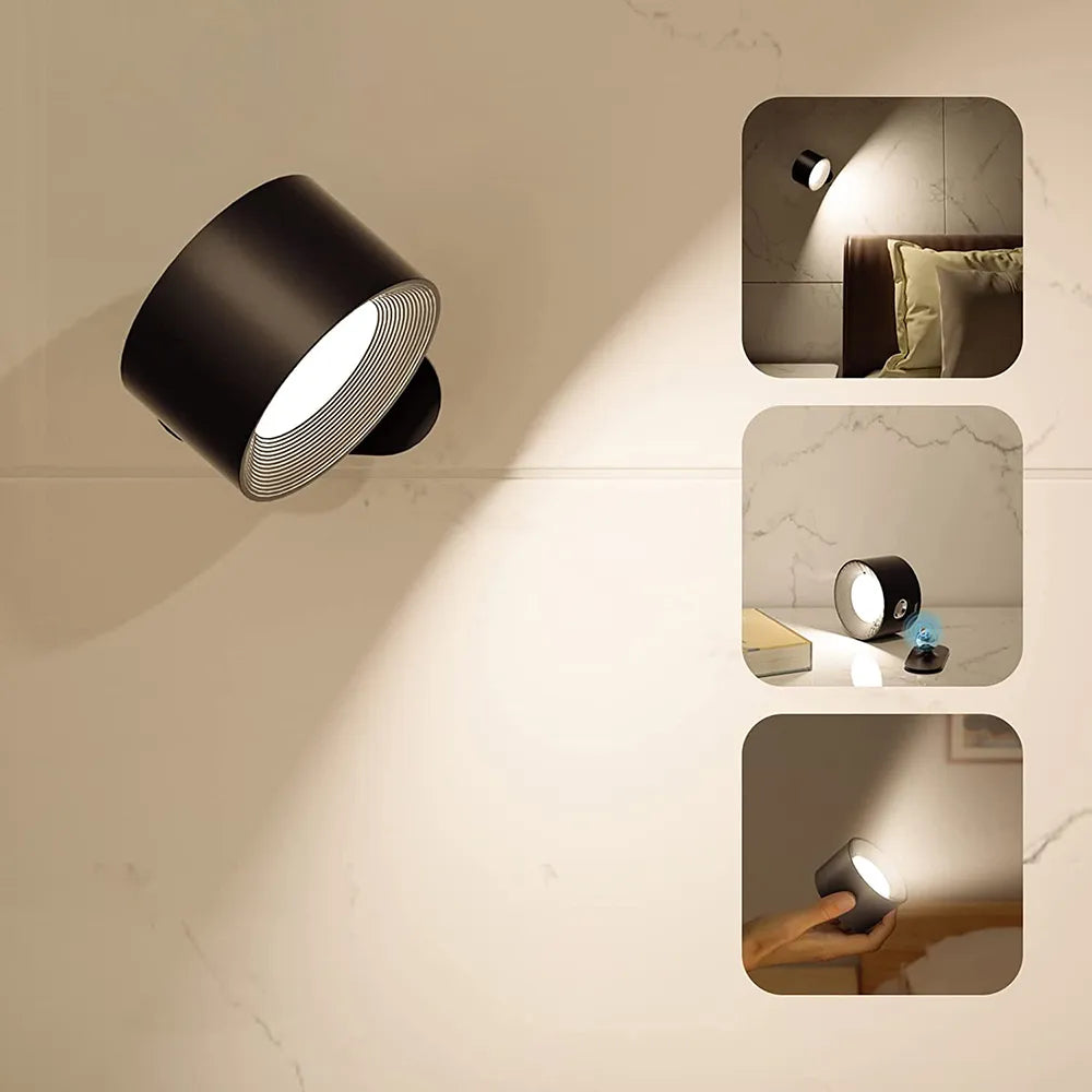 Hochwertige kabellose LED Wandlampe, dimmbar, 360° drehbar, wiederaufladbar, magnetisch, Touch.