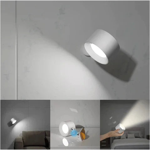 Magnetische LED Wandlampe mit Touch-Steuerung, kabellos, 360° schwenkbar, wiederaufladbar per USB.