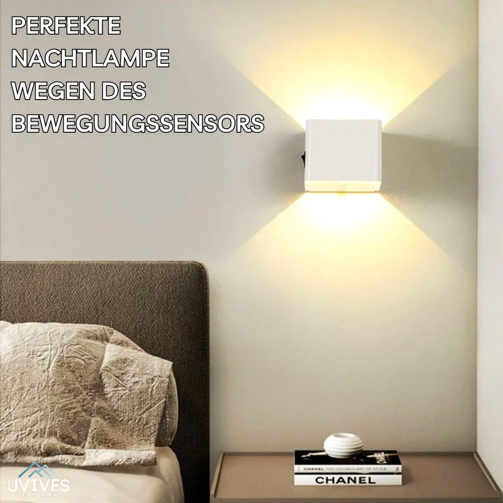Energiesparende LED-Wandlampe ohne Kabel, mit intelligentem Bewegungssensor, für Wohnzimmer.