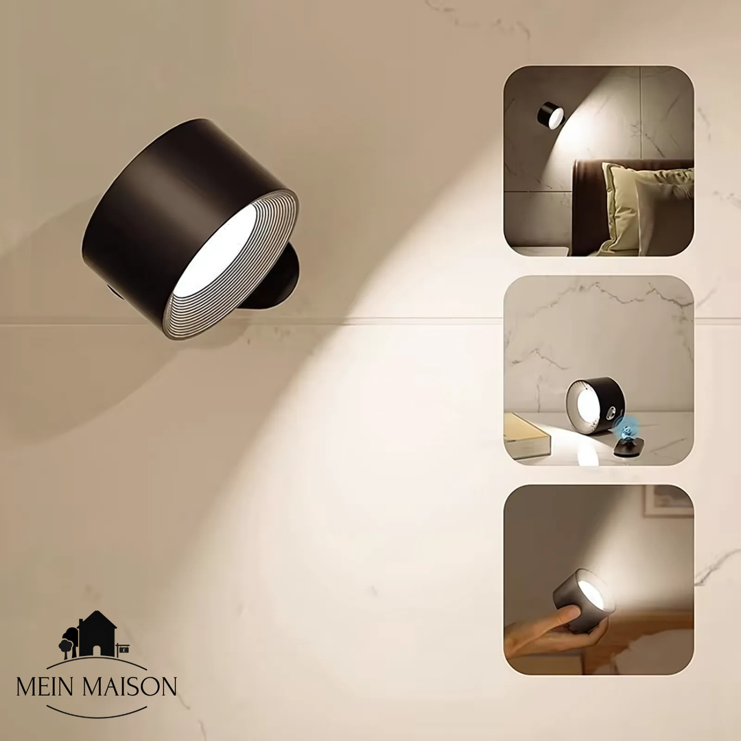 Elegante kabellose LED Wandlampe aus Eichenholz, skandinavisches Design, ideal für Ambientebeleuchtung.