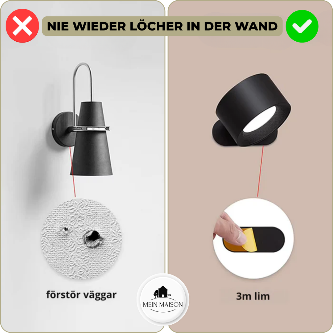 Exklusive skandinavische Design Lampe, kabellose LED Wandleuchte, akkubetrieben für zeitlose Eleganz.
