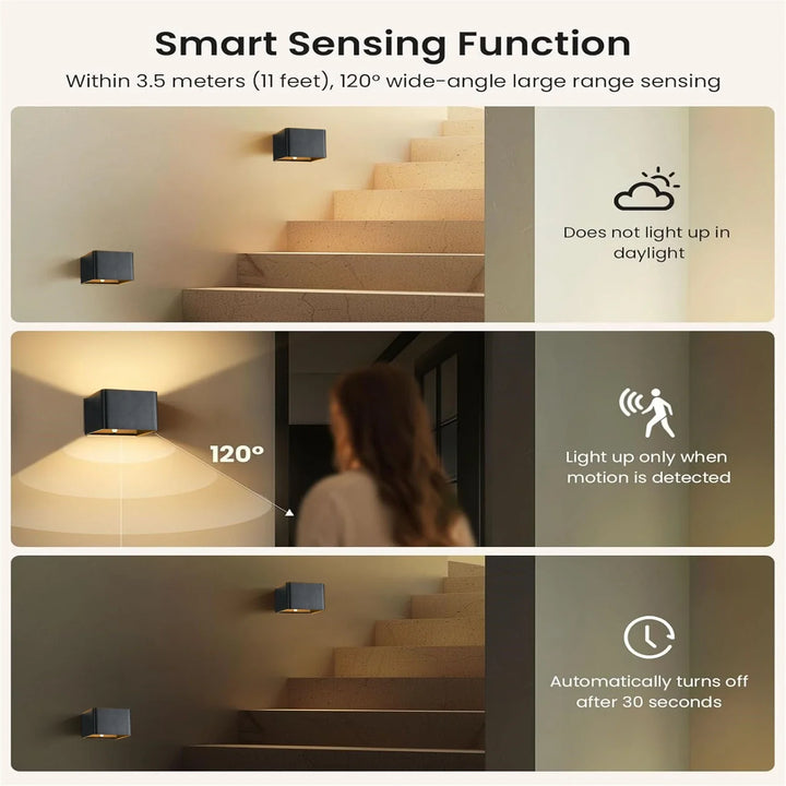 Dimmbare LED-Wandleuchte kabellos, mit Bewegungssensor & 4000 mAh Akku, für smarte Innenbeleuchtung.