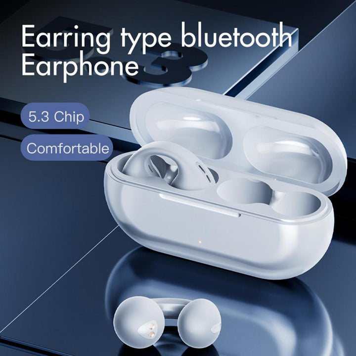 Schwarze Open-Ear Knochenschall-Ohrhörer mit Bluetooth, für Umgebungsbewusstsein beim Laufen & Radfahren.