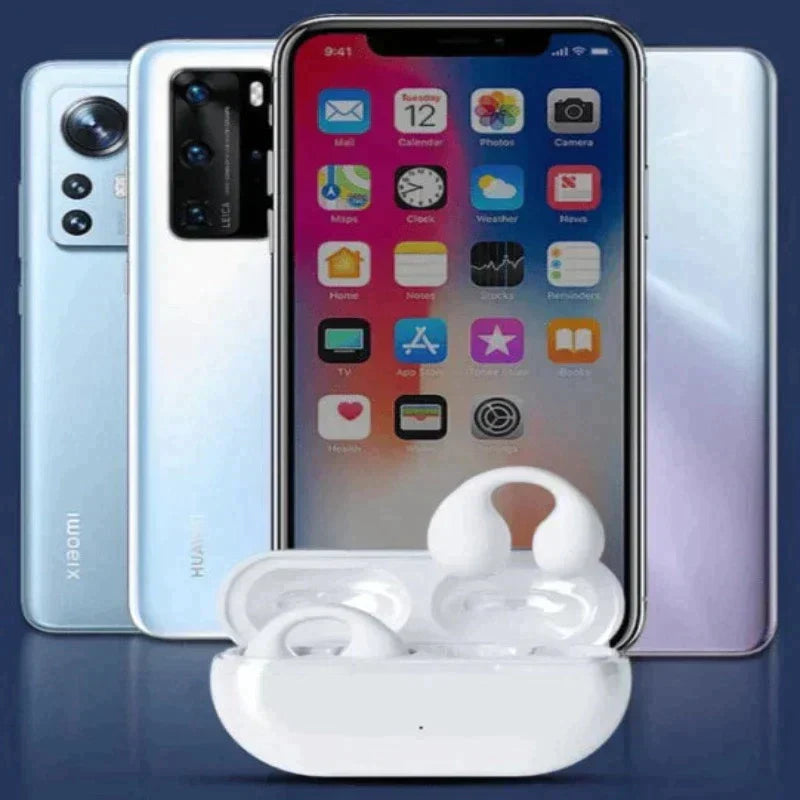 Hochwertige Open-Ear Knochenschall-Kopfhörer, kabellos & mit Freisprechfunktion für aktiven Lifestyle.