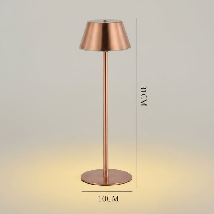 Kompakte Retro LED Tischlampe, kabellos & dimmbar, USB-betrieben, leicht zu platzieren und nutzen.