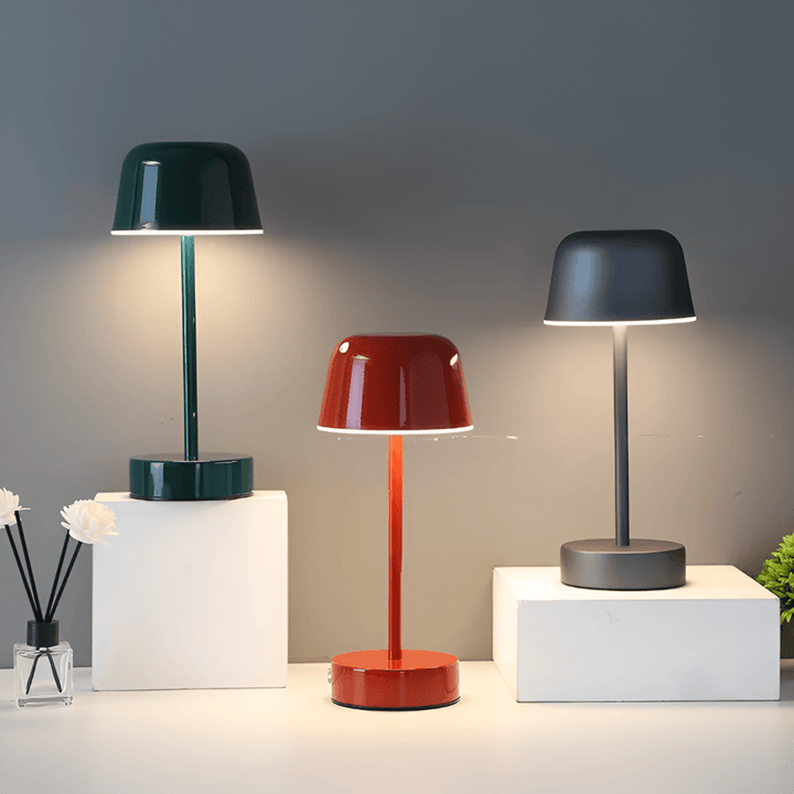 Kabellose Retro LED Nachttischlampe, dimmbar, USB-ladbar, perfektes Stimmungslicht fürs Schlafzimmer.