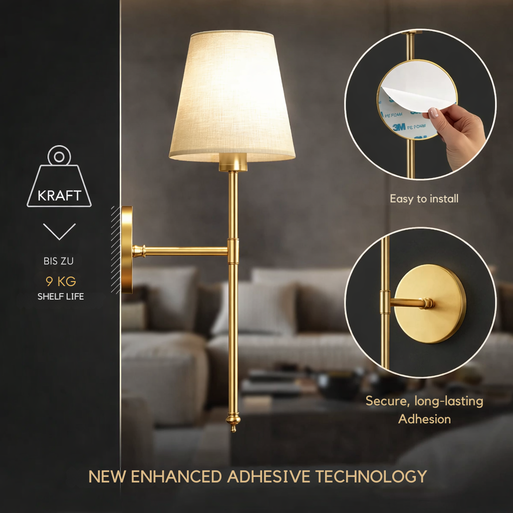 Elegante kabellose Wandleuchten (2er-Set) mit Klebemontage, schaffen warmes Licht im Wohn- oder Schlafbereich.