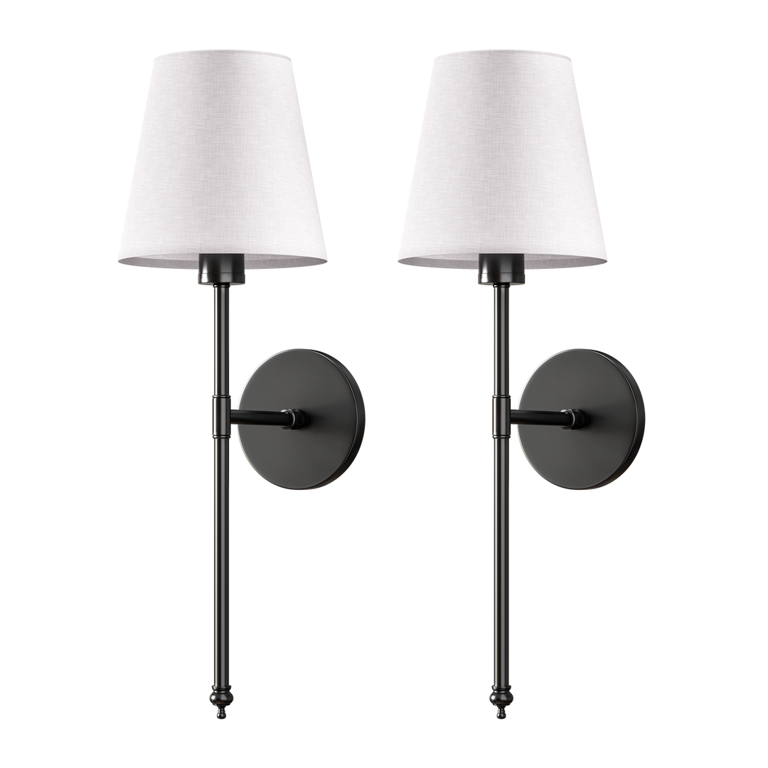 2er-Set elegante kabellose Wandleuchten mit Stoffschirm für stilvolle Akzente im modernen Zuhause.