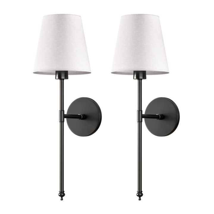 2er-Set elegante kabellose Wandleuchten mit Stoffschirm für stilvolle Akzente im modernen Zuhause.